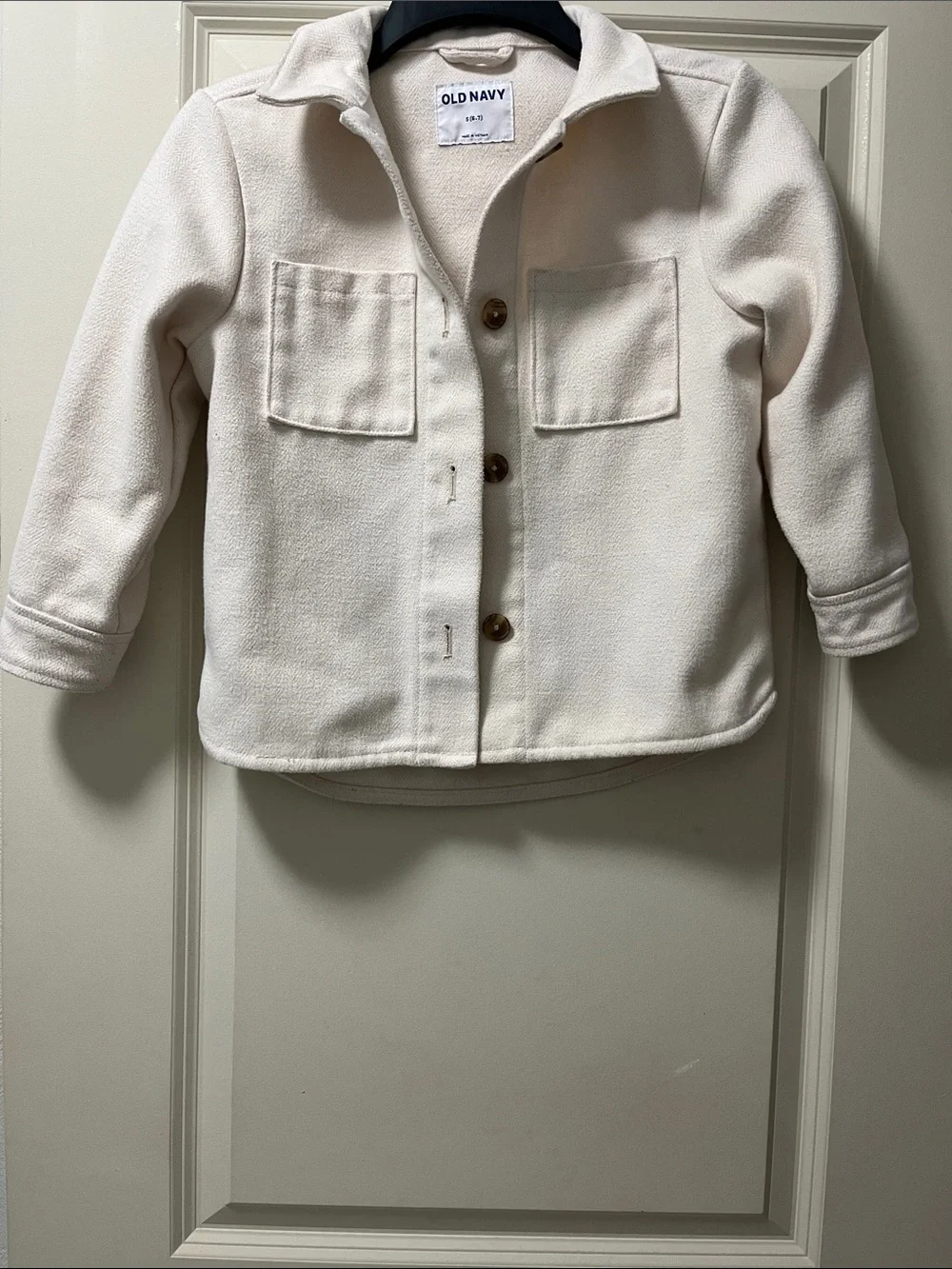 Old Navy Cream Button-Front Kids Shacket with Patch Pockets